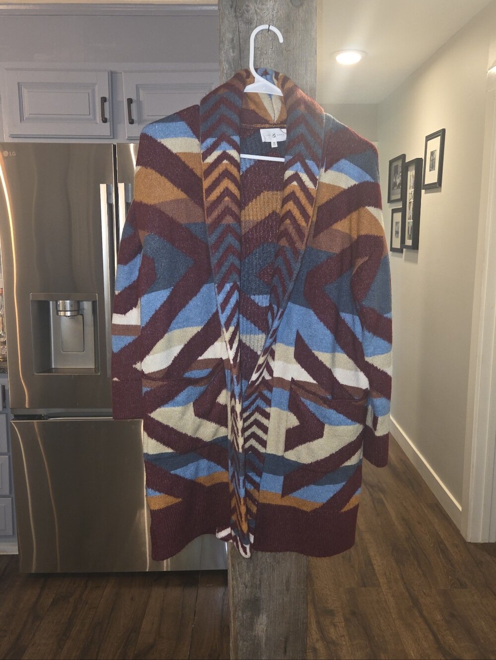 Geometric Pattern Open Cardigan Sweater - Multi-Color - Picture 1 of 6